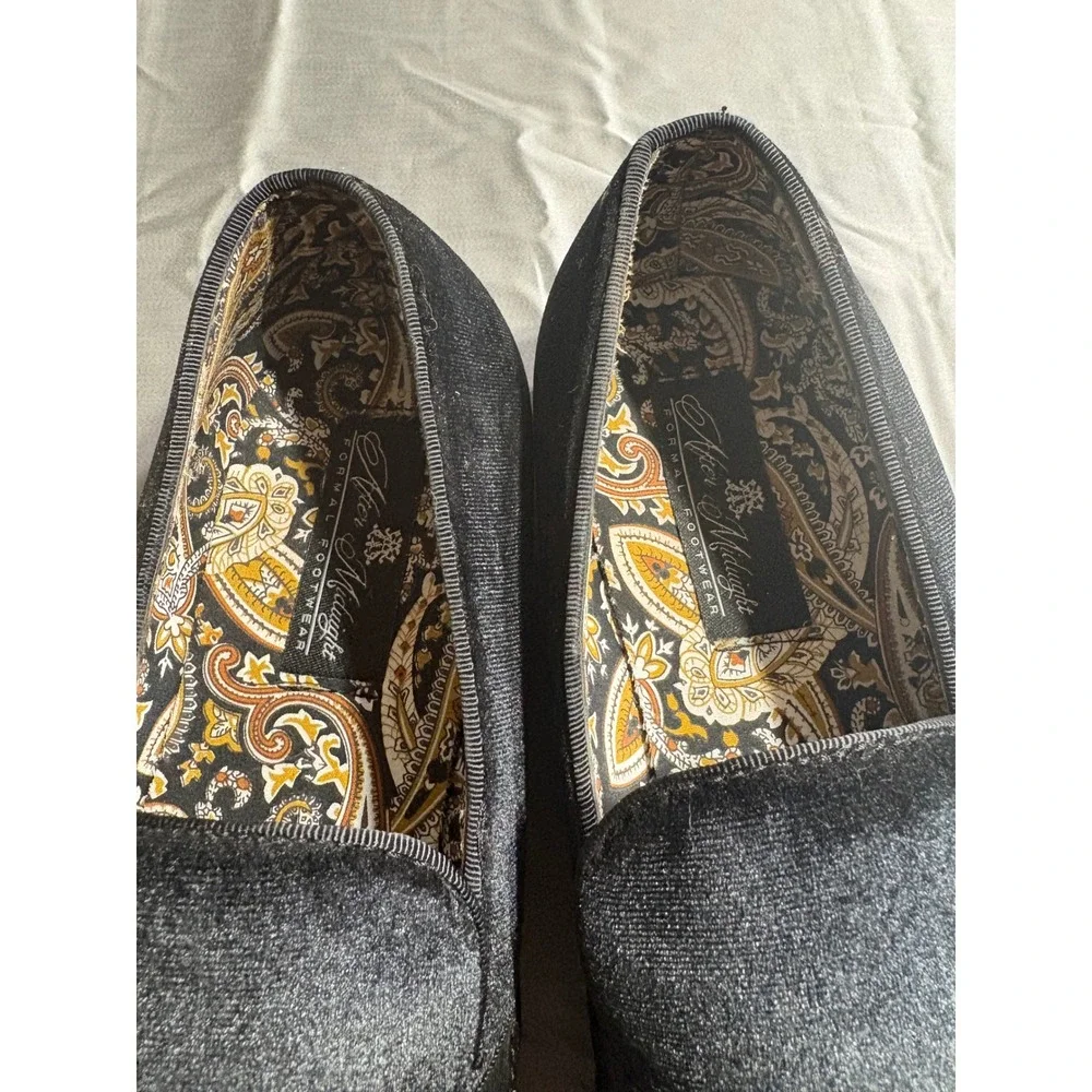 After Midnight Mens Black Velvet Formal Loafers Paisley Lining Red Sole 6660 12